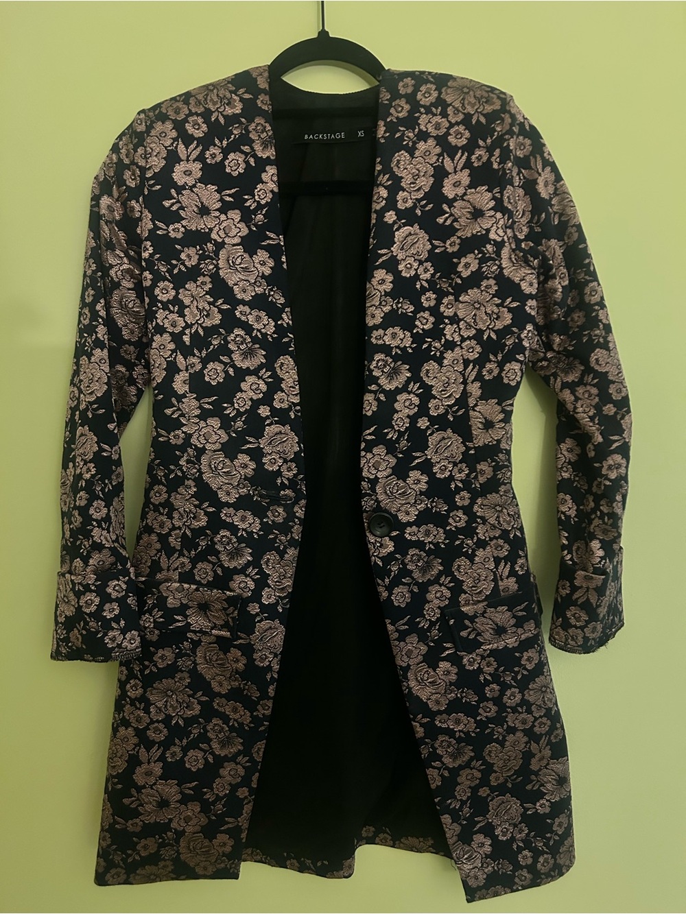Backstage Black and Pink Floral Long Blazer